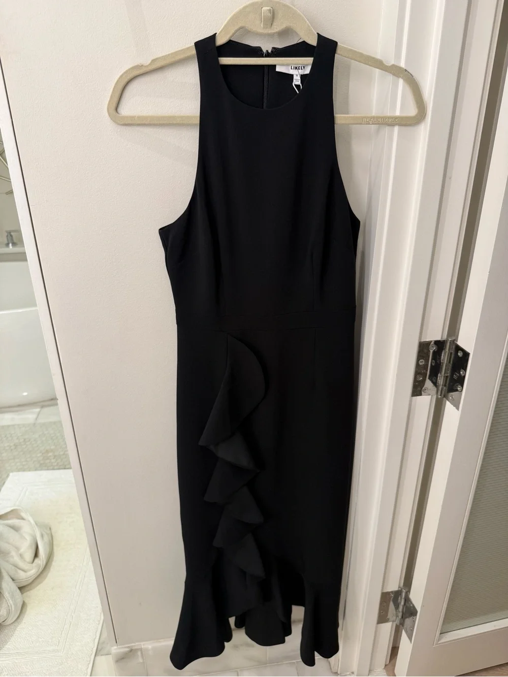 Likely Tay Dress Black Ruffle Midi Sleeveless
